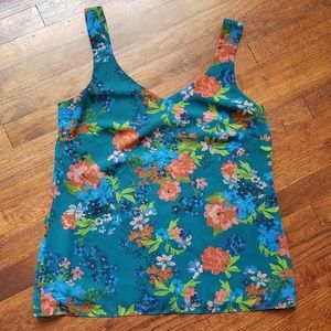 CAbi Still Life Teal and Floral Tank Top Sz. M